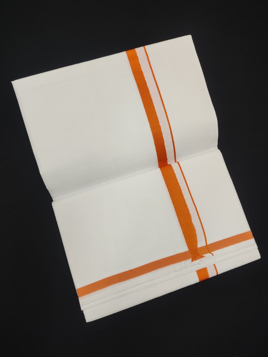 Cotton White Dhoti | Colour Border | 2 Mtrs