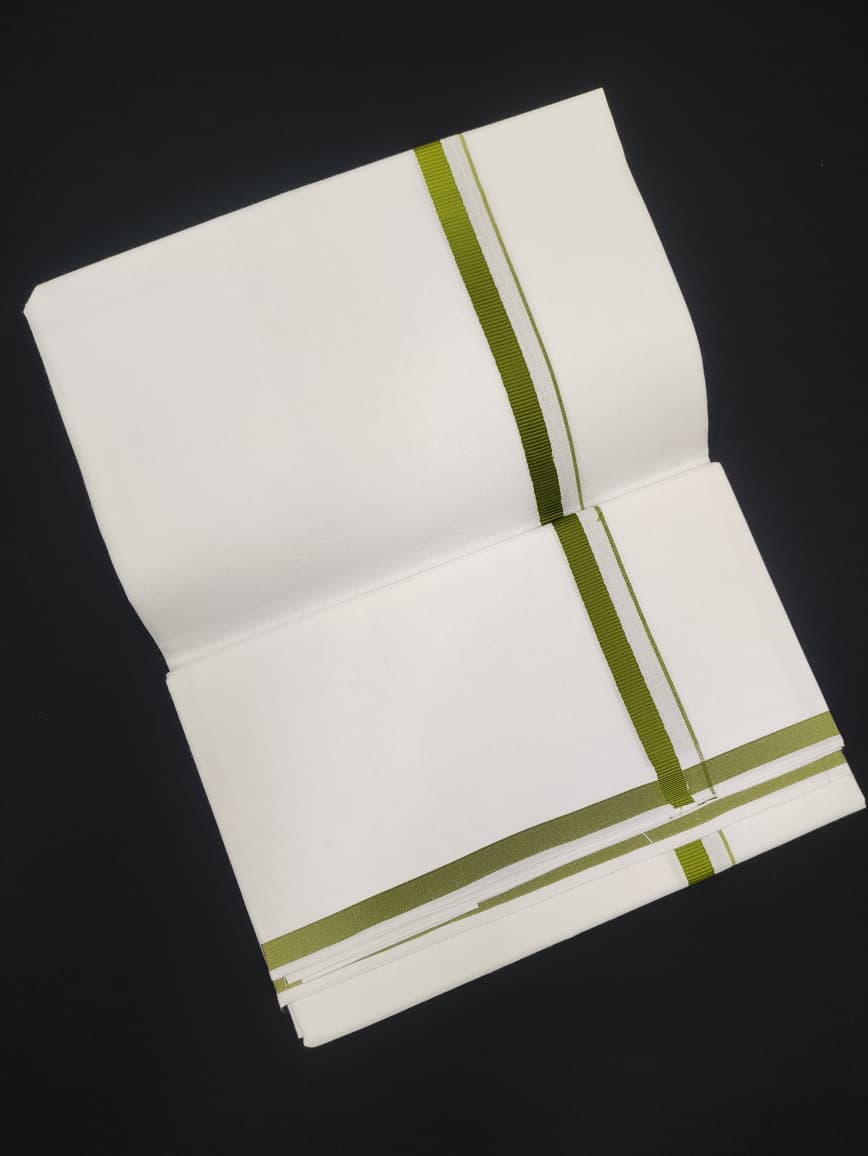 Cotton White Dhoti | Colour Border | 2 Mtrs