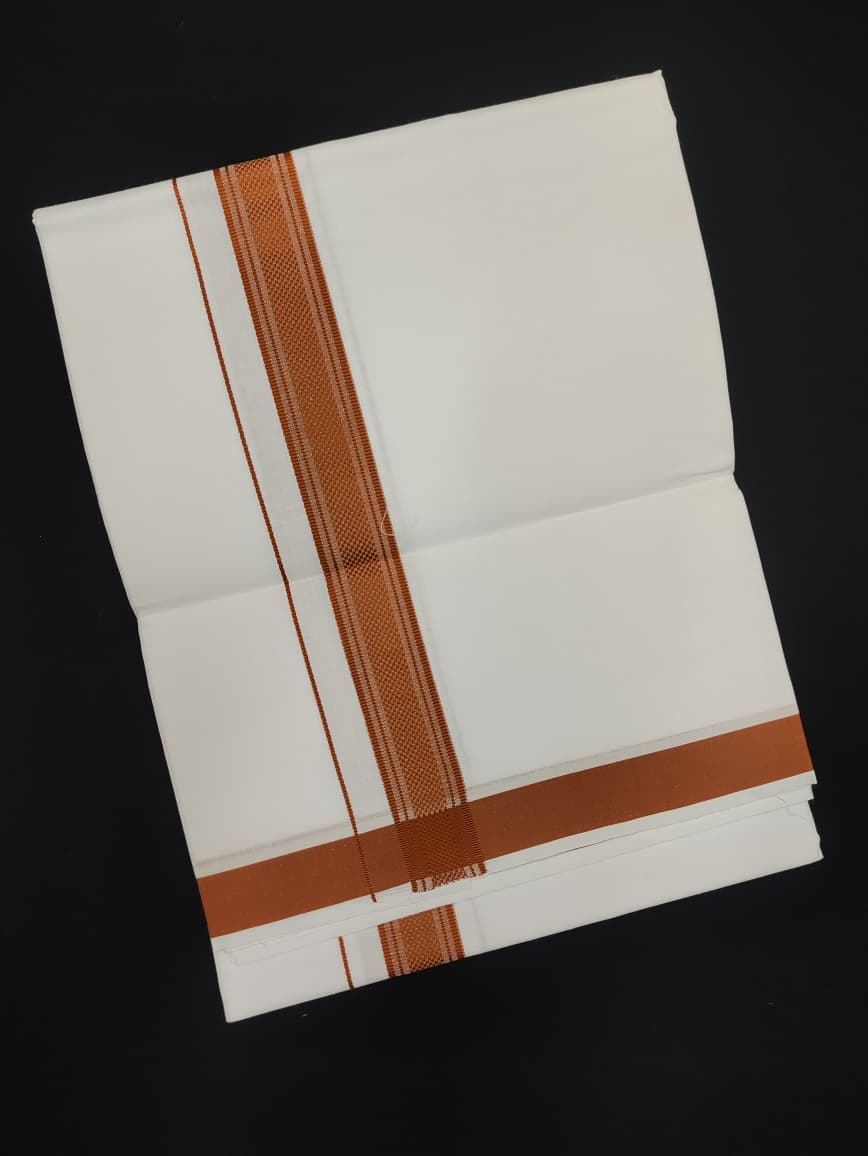 Cotton White Dhoti | Fancy Border | 2 Mtrs