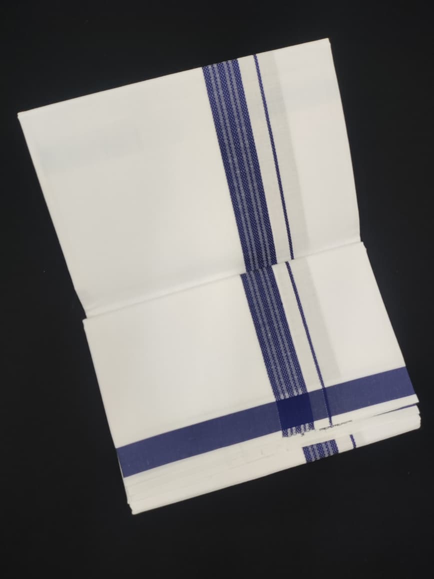 Cotton White Dhoti | Fancy Border | 2 Mtrs