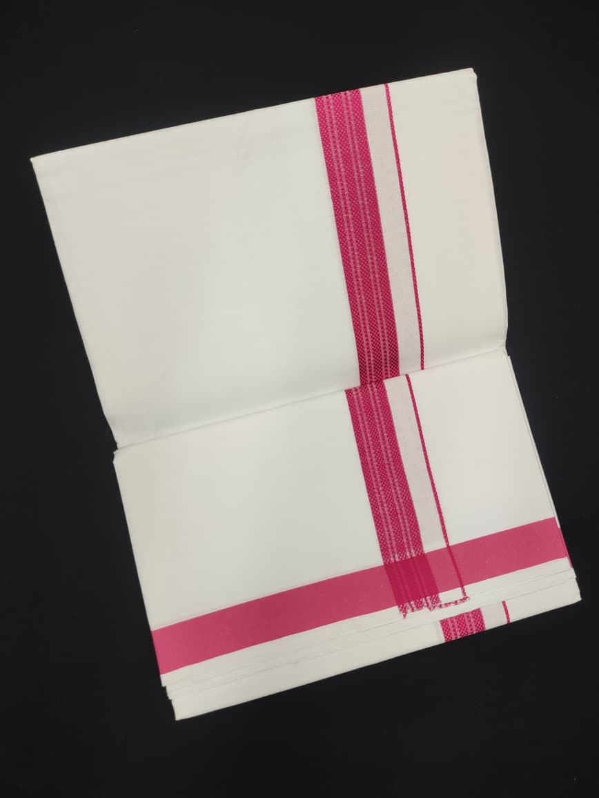 Cotton White Dhoti | Fancy Border | 2 Mtrs
