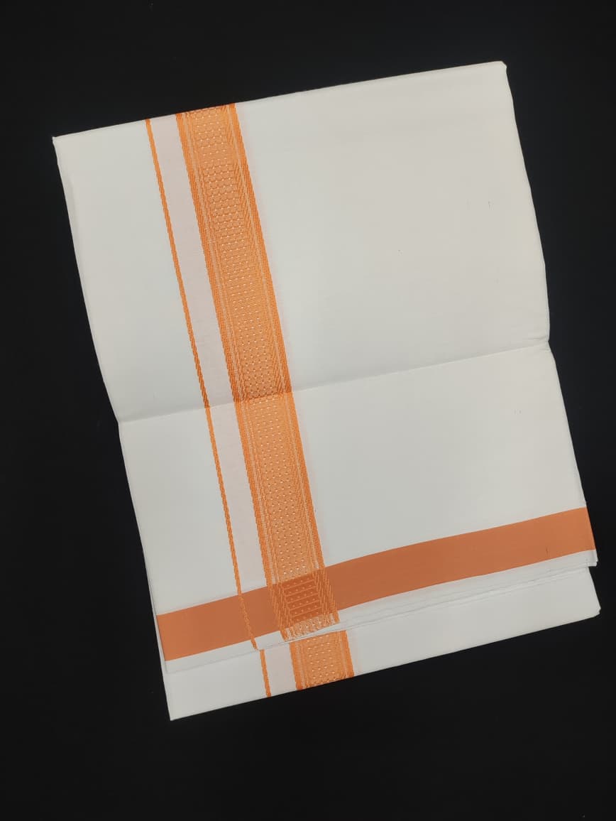 Cotton White Dhoti | Fancy Border | 2 Mtrs