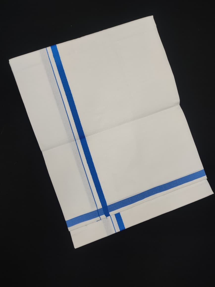 Cotton White Dhoti | Colour Border | 2 Mtrs